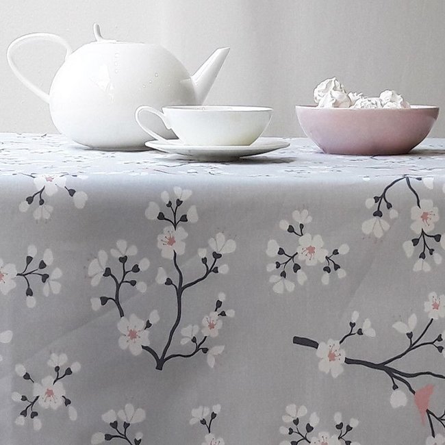 Nappe enduite ronde ou ovale CERISIER - FLEUR DE SOLEIL