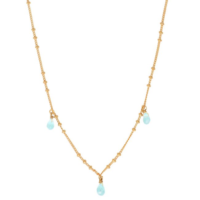 Collier  aigue marine doré - danae bleu <span itemprop=