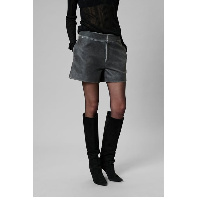 Shorts en cuir gris medium grey retro wash <span itemprop=
