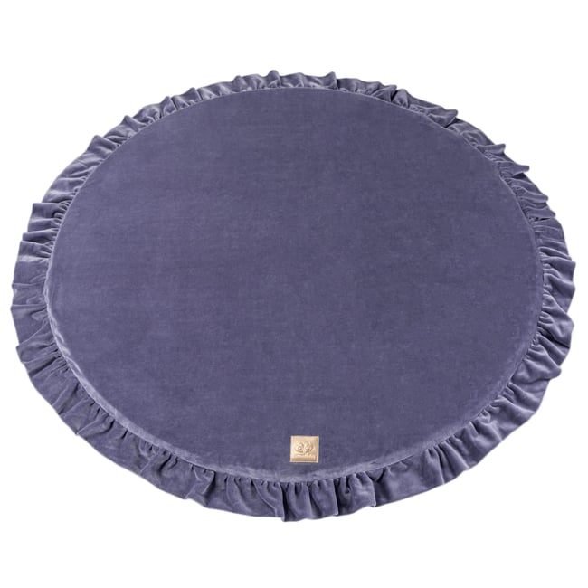 Tapis d'éveil rond velours VELVET gris bleu - MEOW BABY