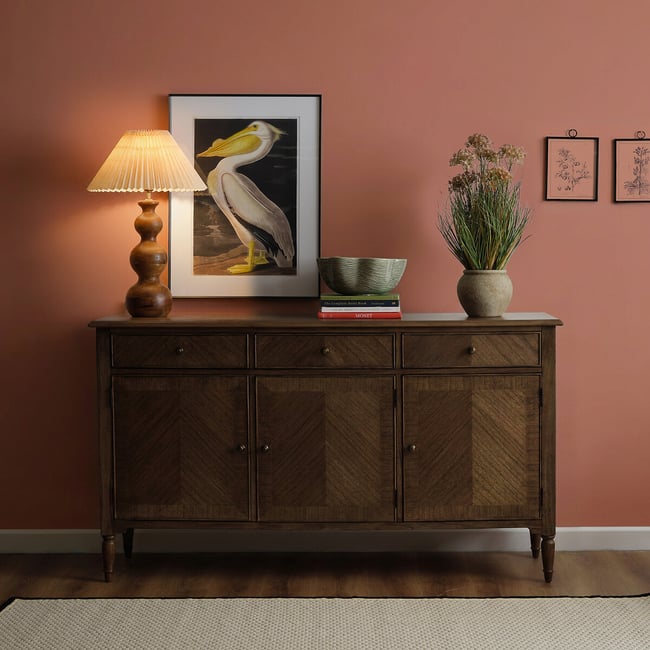 Meford Antique Solid Wood 3-Door Sideboard, walnut, ÉDITÉ