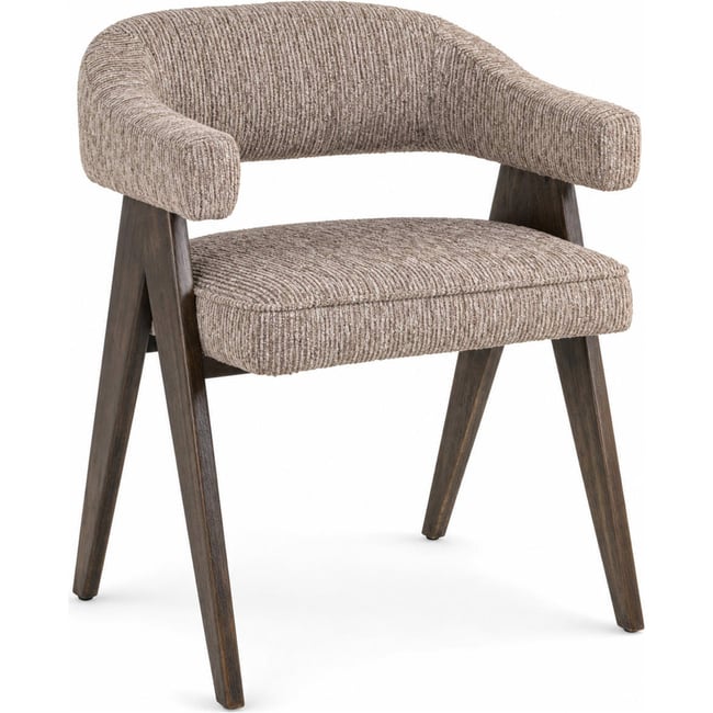 Chaise de repas en tissu texturé Couleur mocca linéaire <span itemprop=