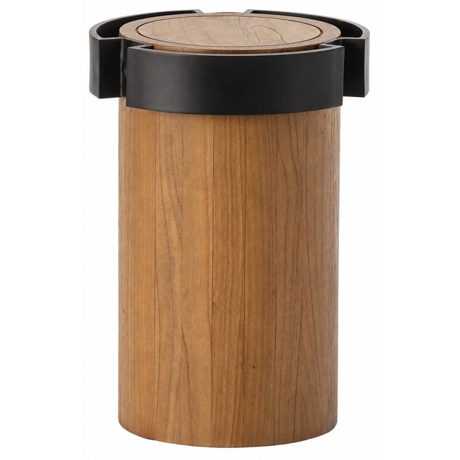 Table d'appoint ronde en bois de cèdre Couleur naturel et noir <span itemprop=