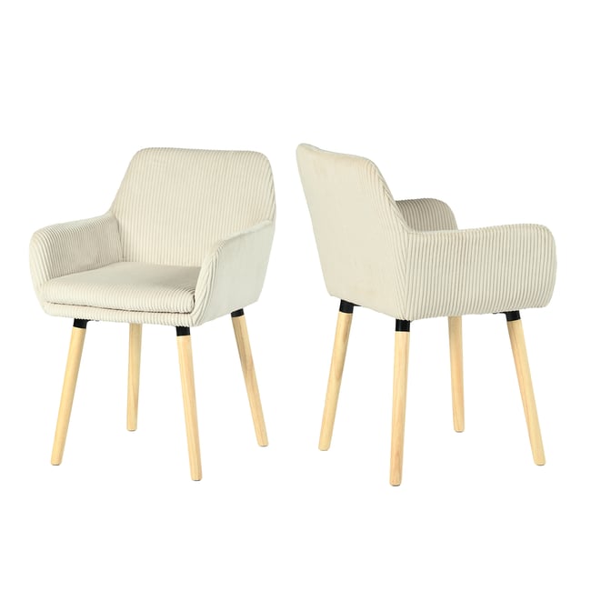 Lot de 2 chaises de salle à manger velours côtelé scandinave, ELIA - MEUBLES COSY