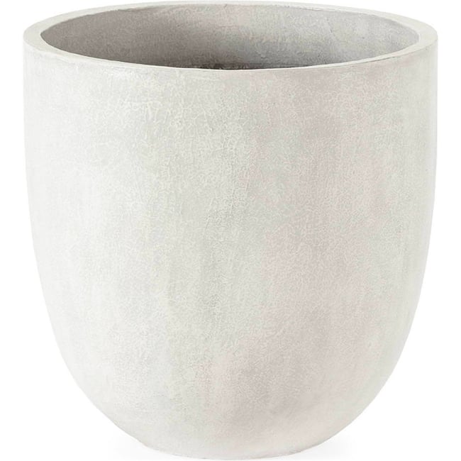 Cache-pot rond en fibres-ciment Couleur blanc effet ciment <span itemprop=