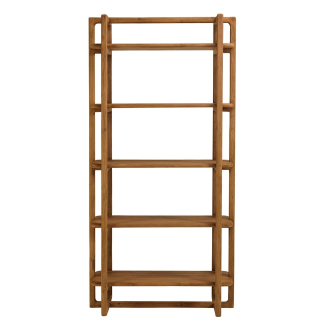 Bibliothèque 200 cm en teck recyclé ORIA Couleur bois naturel <span itemprop=