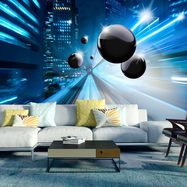 Papier peint intissé panoramique Abstractions Time & Space Couleur bleu <span itemprop=