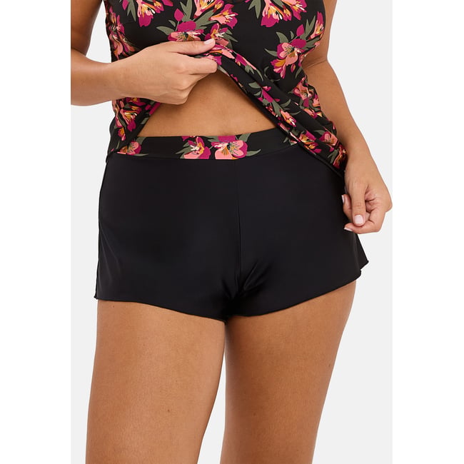 Short ORIANE bouquets noir / rose <span itemprop=