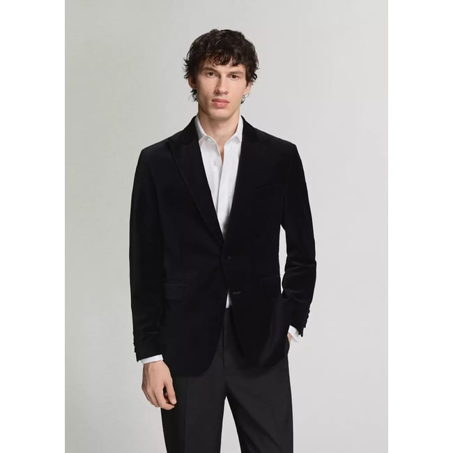 Blazer 100 % coton, velours noir <span itemprop=