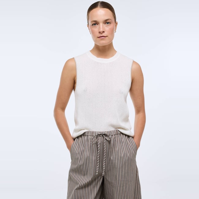 Débardeur en maille ajourée en coton - MONOPRIX