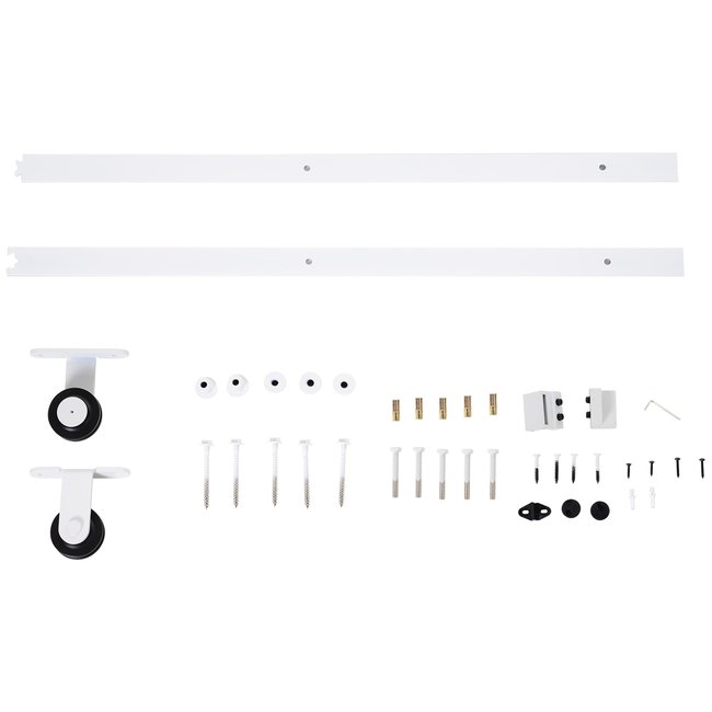 Kit de porte coulissante système galandage acier blanc Couleur blanc <span itemprop=