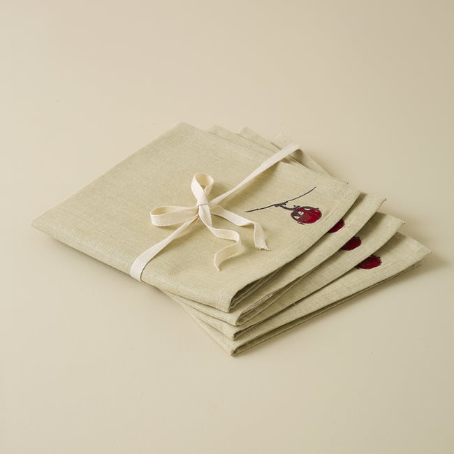 Lot de 4 serviettes de table RDV AU SOMMET naturel <span itemprop=