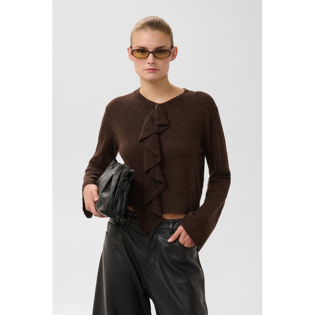 Cardigan à tricot beige molé <span itemprop=