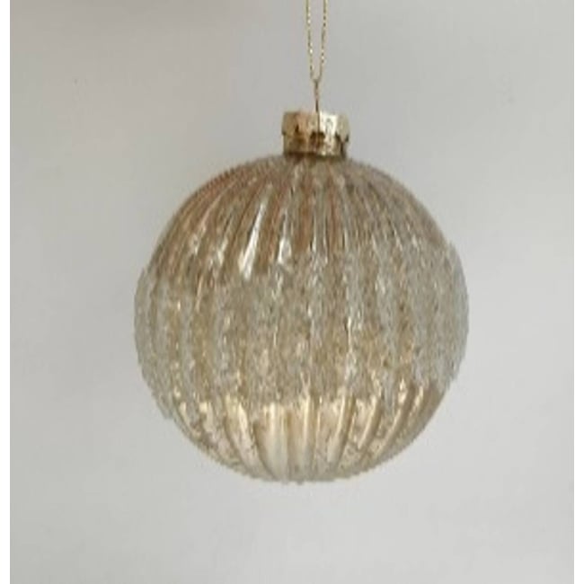 Boule de Noël en verre mercurisé or pailleté D. 100 mm Couleur dore <span itemprop=