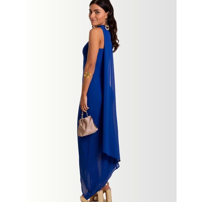 Robe asymétrique avec écharpe ALHAMBRA bleu <span itemprop=