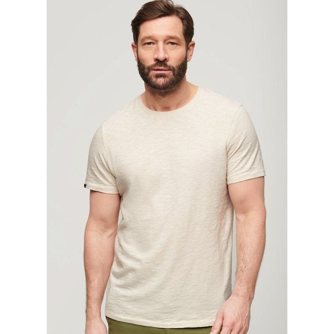 Camiseta slub de cuello redondo crudo <span itemprop=