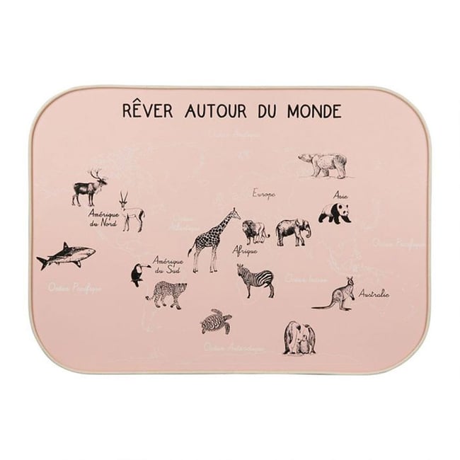 Décoration Murale Carte Du Monde Rose 70x50 Couleur v002234 <span itemprop=