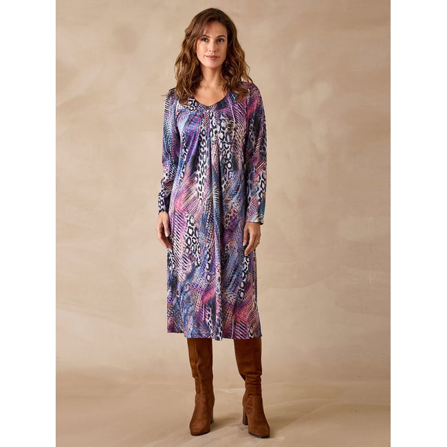 Robe classique en maille confortable multicolore bleu <span itemprop=