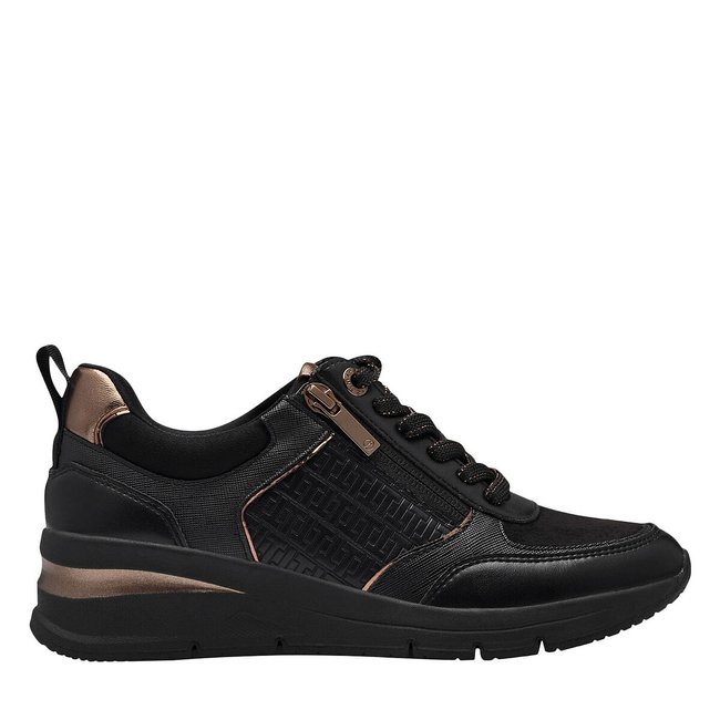Sneakers con zeppa e cerniera nero TAMARIS