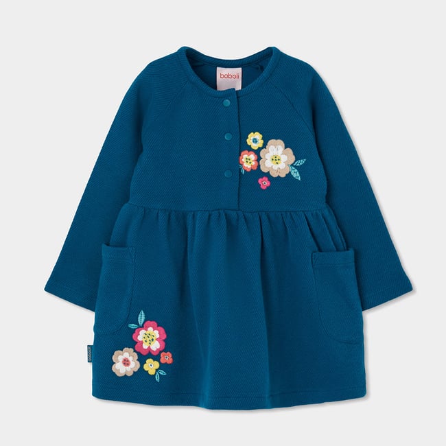 Robe maille imprimée de fleurs noir <span itemprop=