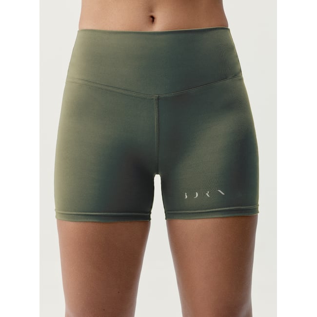 Short de sport femme Laver Court séchage rapide toucher doux vert kaki feuille <span itemprop=