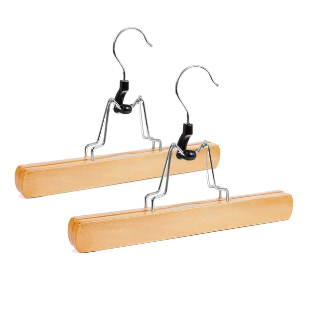 Lot 10 Cintres à Pinces En Bois Verni 36cm - Hangerworld