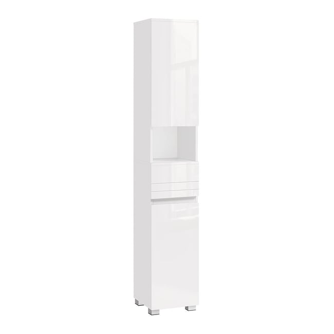 Colonne de salle de bain 2 portes, 1 tiroir et 1 niche - H170 cm - CALICOSY