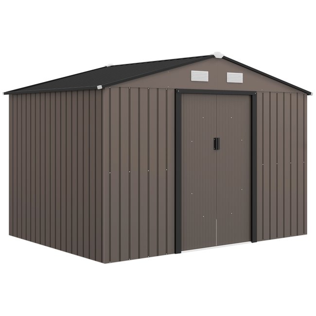 Abri de jardin Acier galvanisé Marron marron <span itemprop=