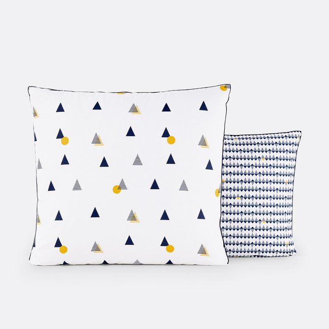 Taie d'oreiller percale de coton, Digna bleu/blanc/jaune LA REDOUTE INTERIEURS