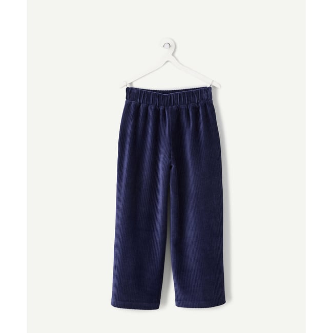 Pantalon large en velours côtelé bleu marine <span itemprop=