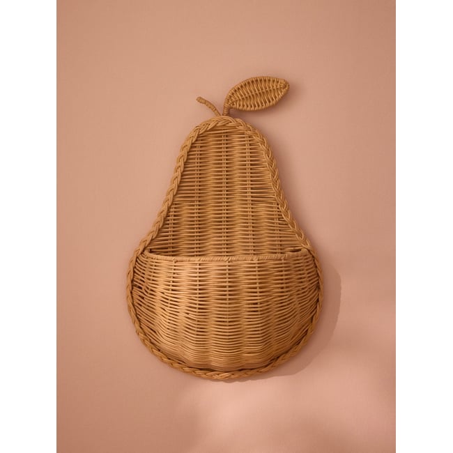 Panier en rotin forme poire Couleur bois naturel <span itemprop=