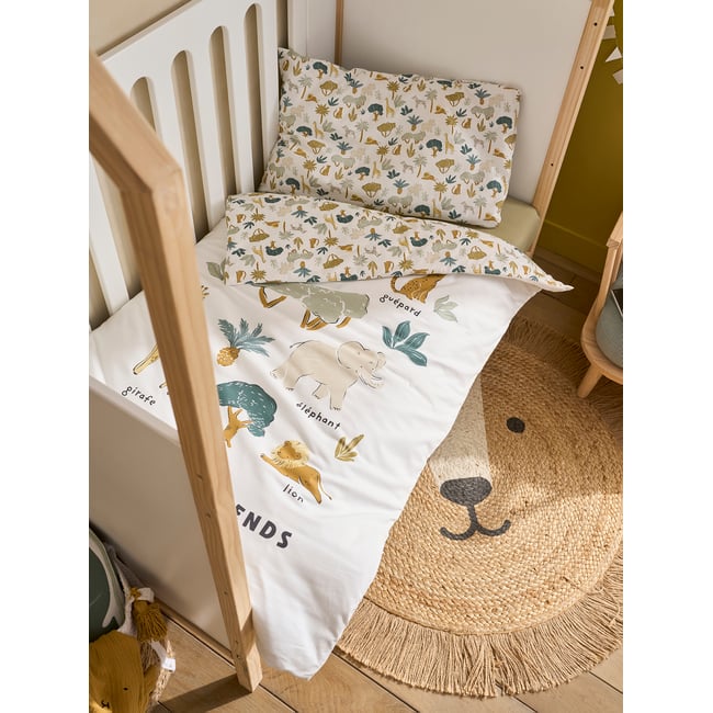 Parure housse de couette et taie d'oreiller SAVANA multicolore <span itemprop=