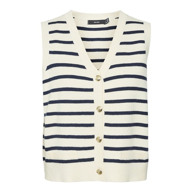 Cardigan a righe senza maniche marine/écru VERO MODA
