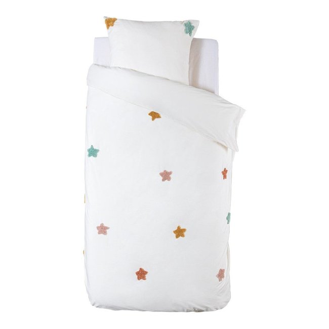 Housse de couette enfant  Motif en relief +  100% coton 57 fils blanc <span itemprop=
