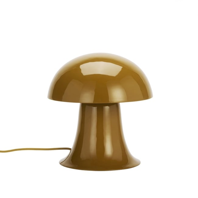 Lampe de table champignon métal style vintage Couleur jaune moutarde <span itemprop=