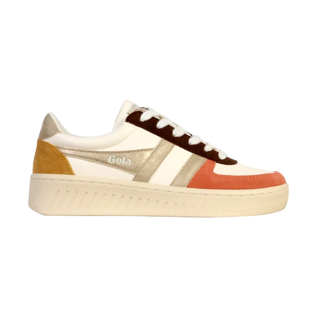 Baskets Grandslam Quadrant blanc-cassé/terre-cuitte/or/moutarde <span itemprop=