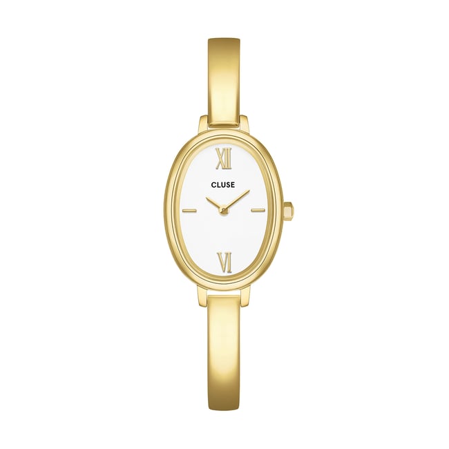 Montre Analogique  L'OVALE doré blanc doré <span itemprop=