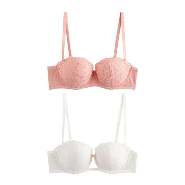Soutien-gorge dentelle, lot de 2 abricot/crème <span itemprop=