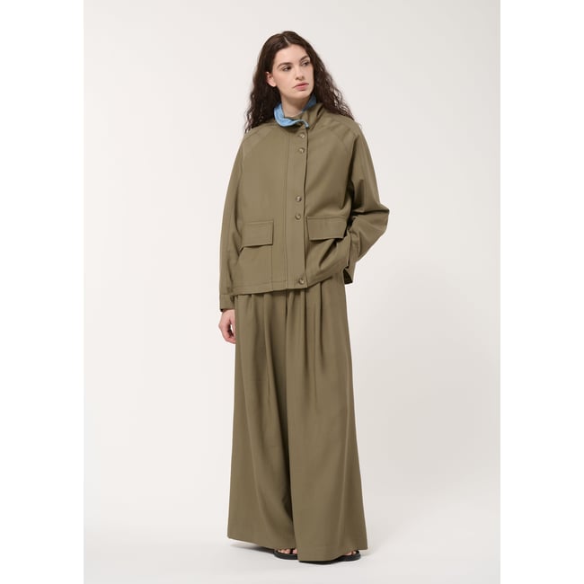 Veste bi-matière kaki <span itemprop=