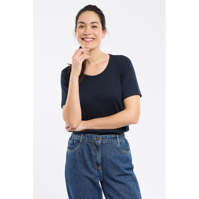 T-shirt uni - coton léger rich navy <span itemprop=