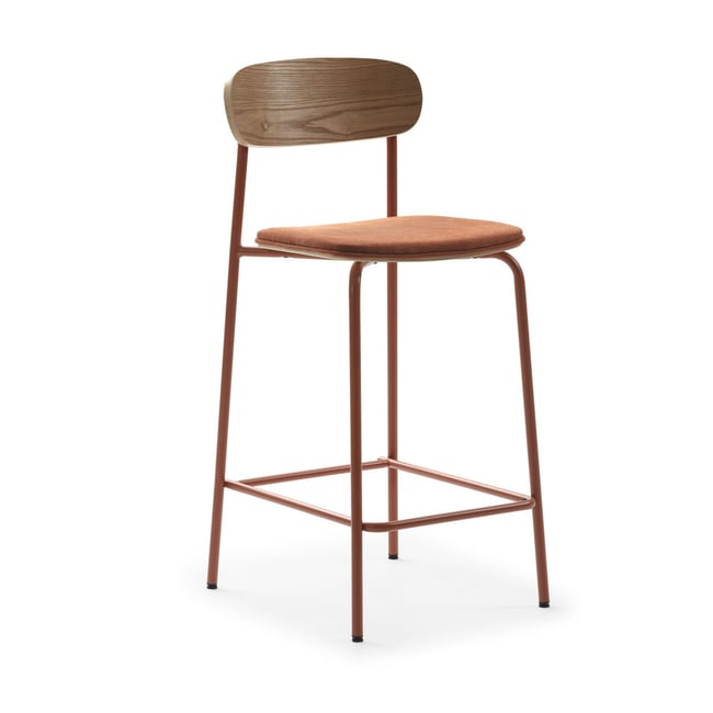 Lot de 2 chaises de bar en tissu et métal H66cm- ARNO Couleur rouille <span itemprop=