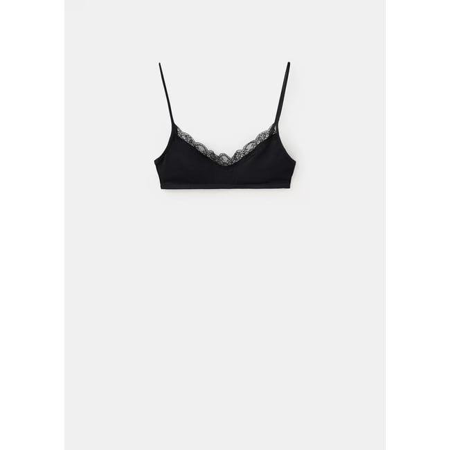 Soutien-gorge triangle en dentelle noir <span itemprop=