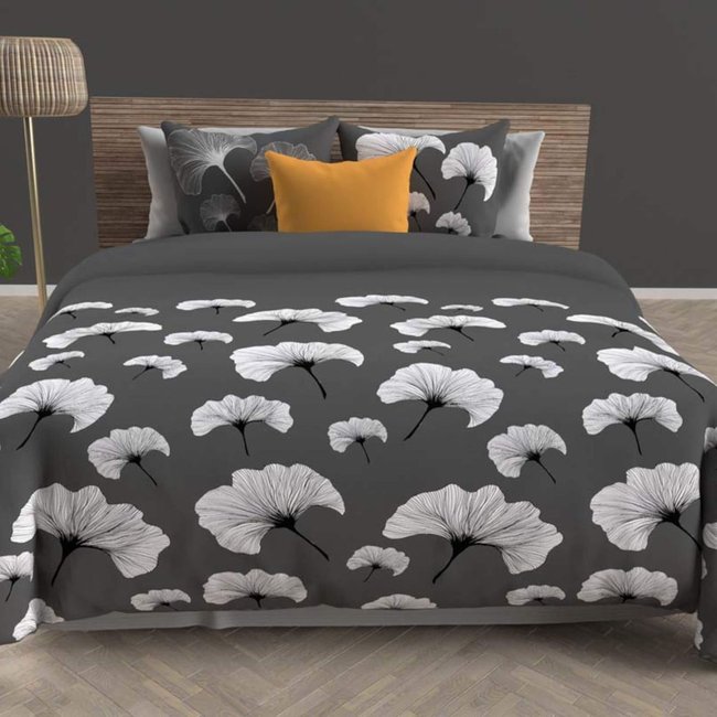 Parure de lit Ginkgo anthracite <span itemprop=
