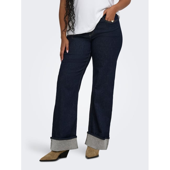 Jean À Jambe Large dark blue denim <span itemprop=