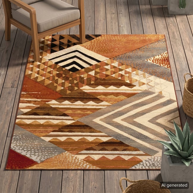 Tapis tissé d'intérieur et d'extérieur  - AURORA Couleur marron multicolore <span itemprop=