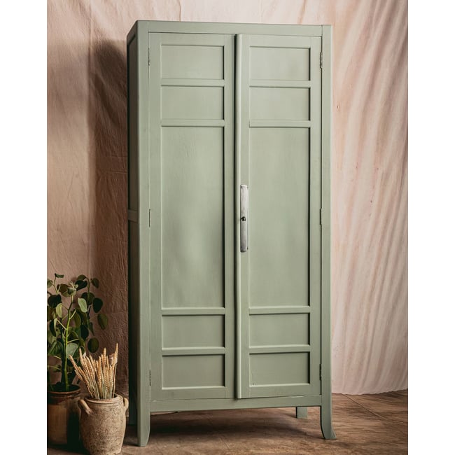 Armoire parisienne en bois gris sauge Blandine N°495 - Bon état Couleur gris <span itemprop=