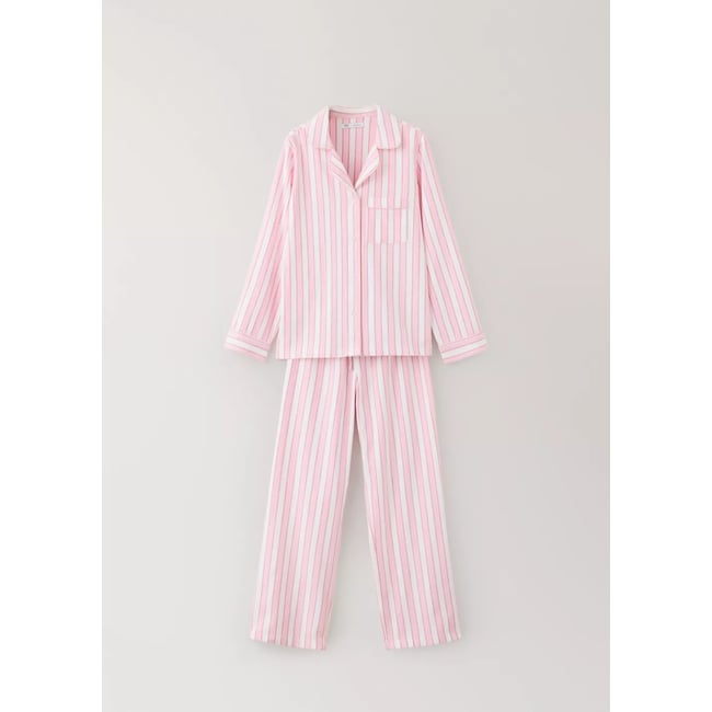 Pyjama en coton à rayures avec liserés rose <span itemprop=
