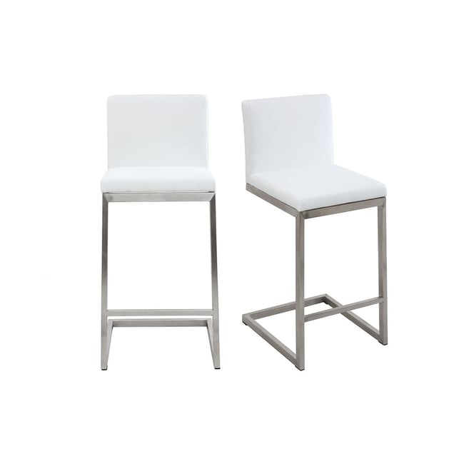 Tabourets de bar design avec pieds métal (Lot de 2) STELLAR Couleur blanc <span itemprop=