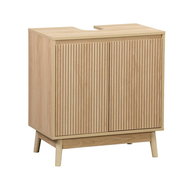 Meuble sous lavabo scandinave décor bois LINEAR Couleur naturel <span itemprop=