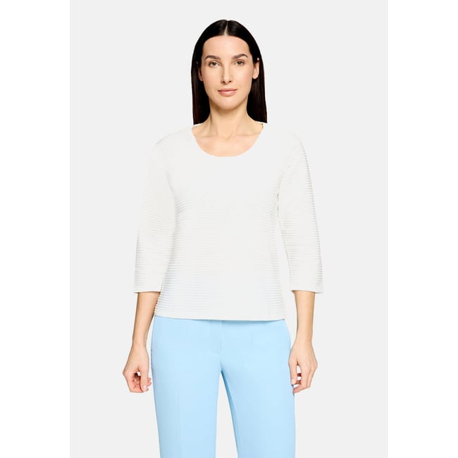 Haut casual de texture côtelée blanc <span itemprop=